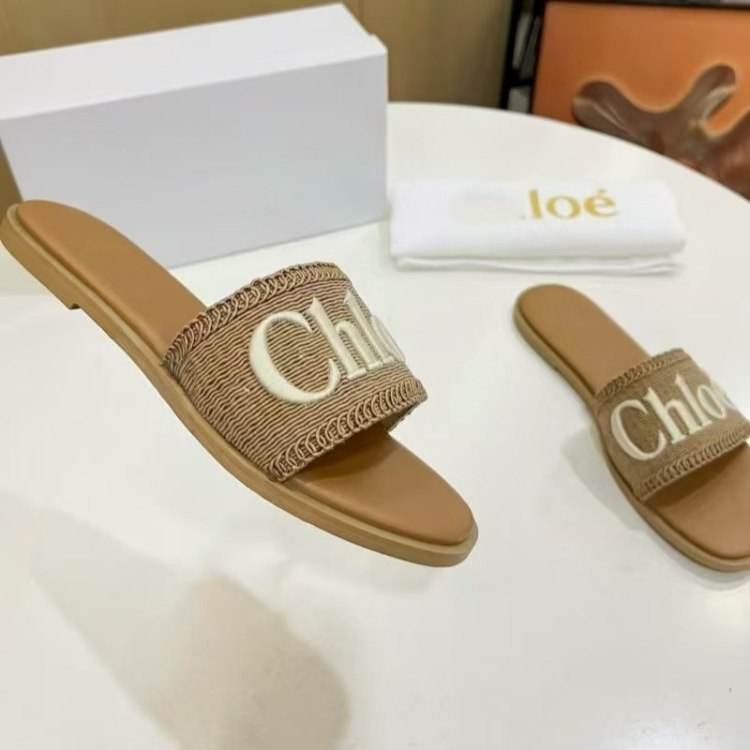  Chloe new stylish linen slide sandals -3