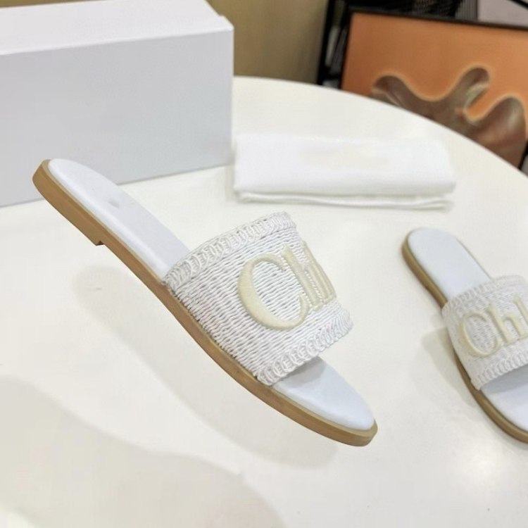  Chloe new stylish linen slide sandals -4