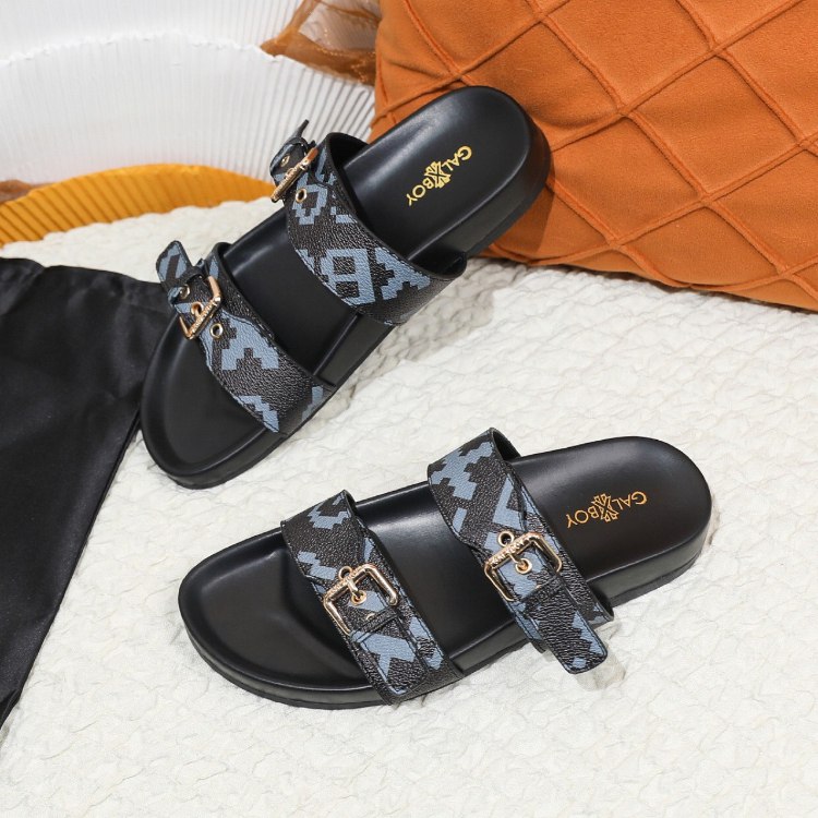 GalxBoy Plus Size Metal Double Buckle Sandals -4