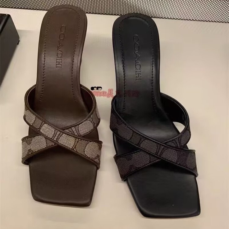 Coach square-toe wedge heel slip-on sandals -2