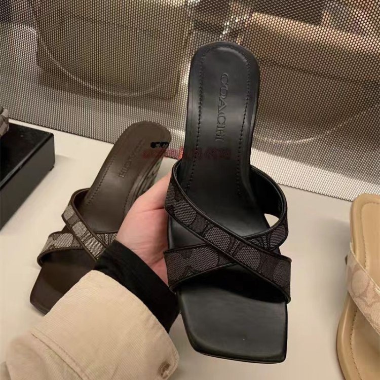 Coach square-toe wedge heel slip-on sandals -3