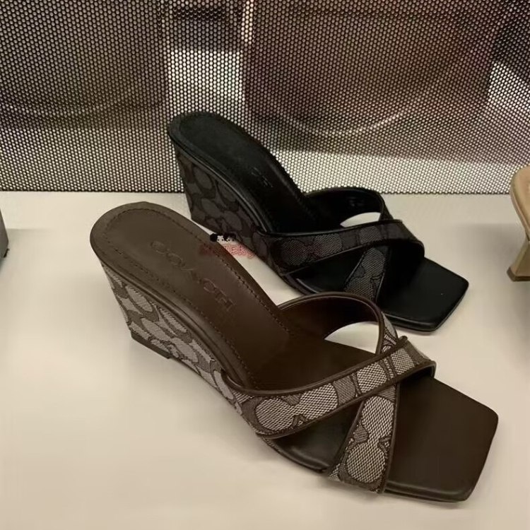 Coach square-toe wedge heel slip-on sandals -4