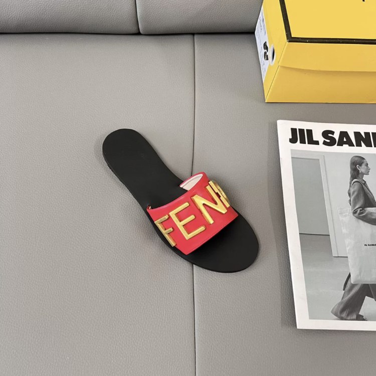  Fendi metal letter non-slip lightweight slide sandals -2