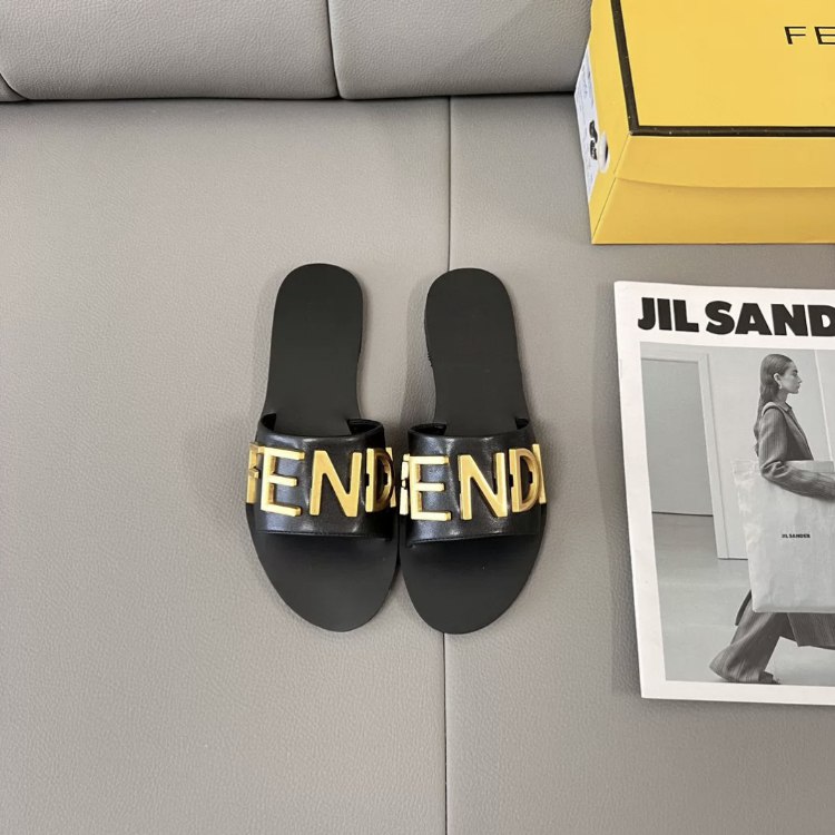  Fendi metal letter non-slip lightweight slide sandals -4