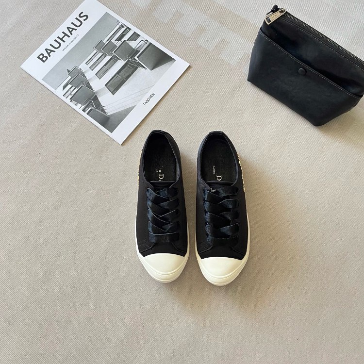 Dior new comfortable silk satin lace-up sneakers -4