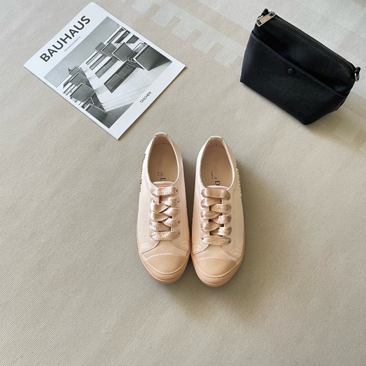 Dior new comfortable silk satin lace-up sneakers -3