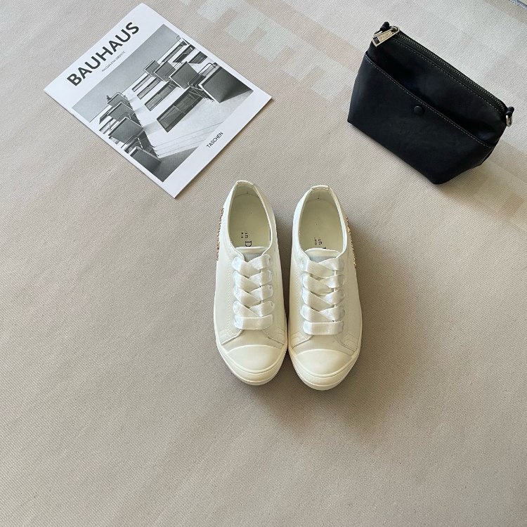 Dior new comfortable silk satin lace-up sneakers -2