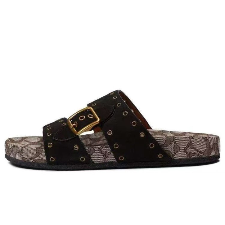  Coach wide-strap studded Birkenstock-style sandals -4