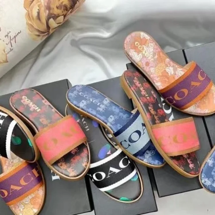 Coach embroidered logo slipper