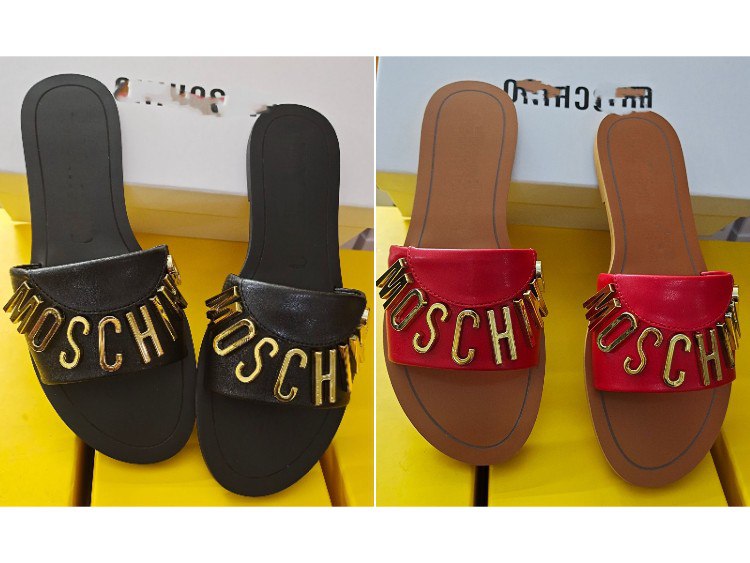 Moschino new genuine leather non-slip slide sandals -2