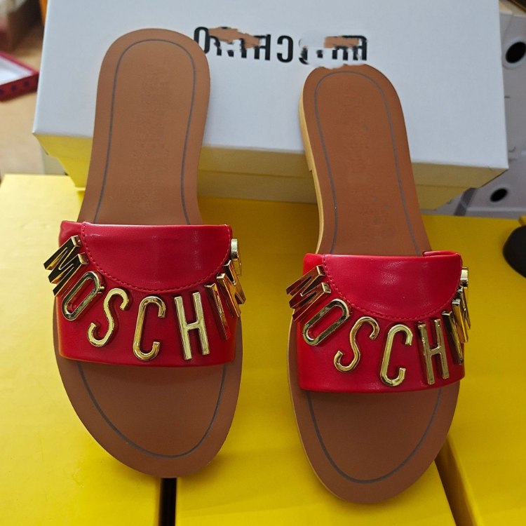Moschino new genuine leather non-slip slide sandals -4