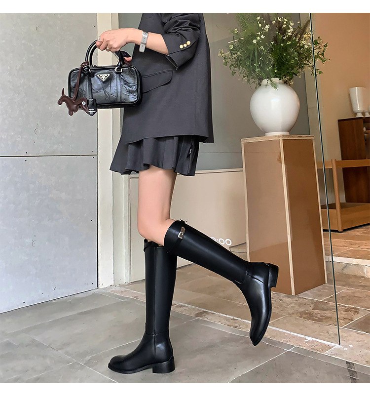 Hermès new high-top buckle riding boots -4