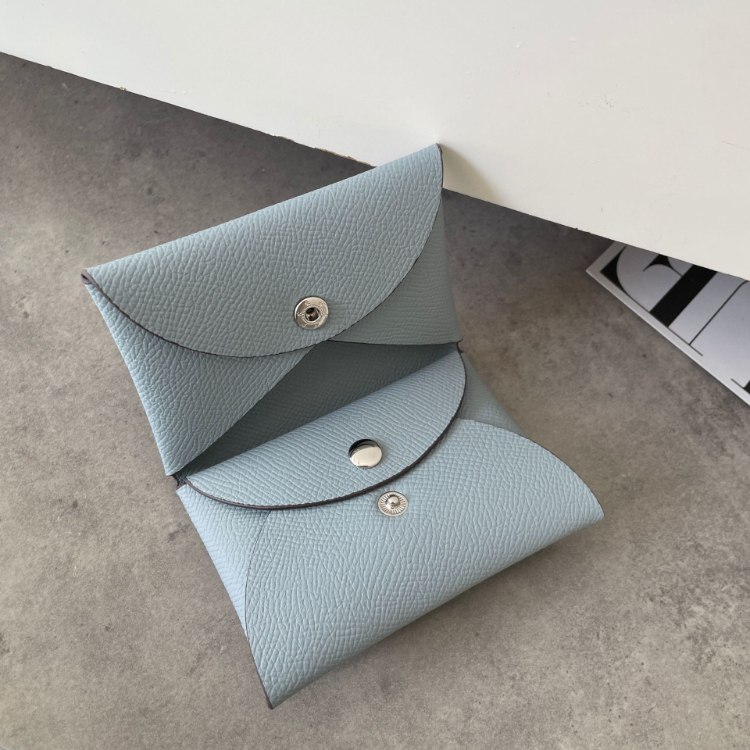  Hermès bi-fold card holder with palm print and snap closure -2