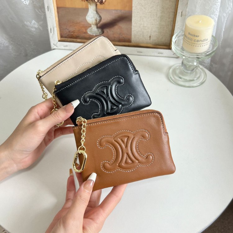 Celine genuine leather luxury zippered coin purse -4
