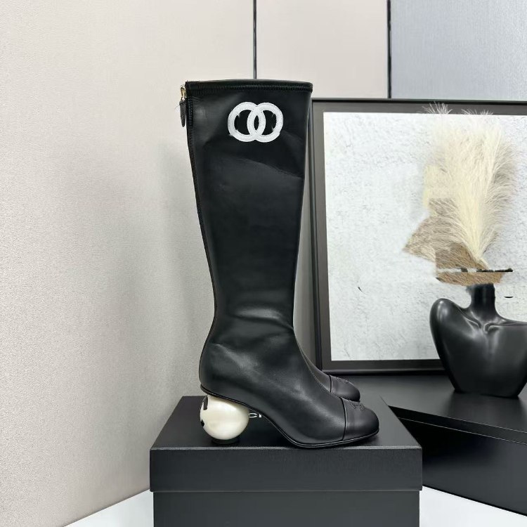 Chanel new knee-high boots with back zipper -4