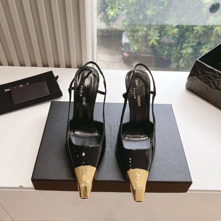  Yves Saint Laurent YSL pointed-toe slip-on slingback stiletto heels -3