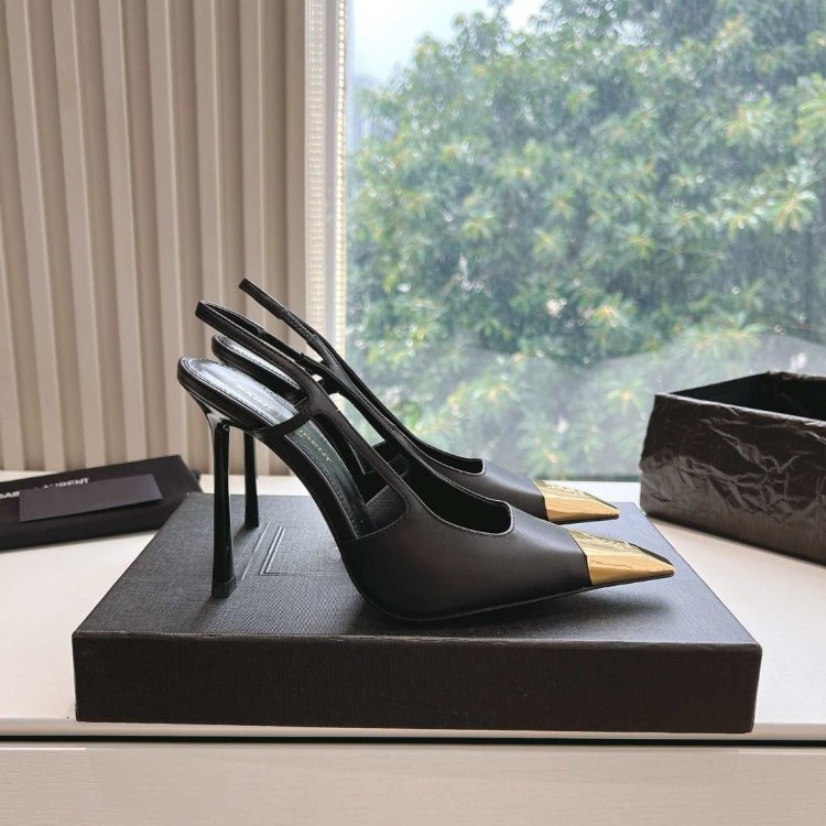  Yves Saint Laurent YSL pointed-toe slip-on slingback stiletto heels -4