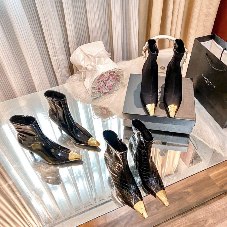 Yves Saint Laurent YSL stiletto heel ankle boots with side zipper -2