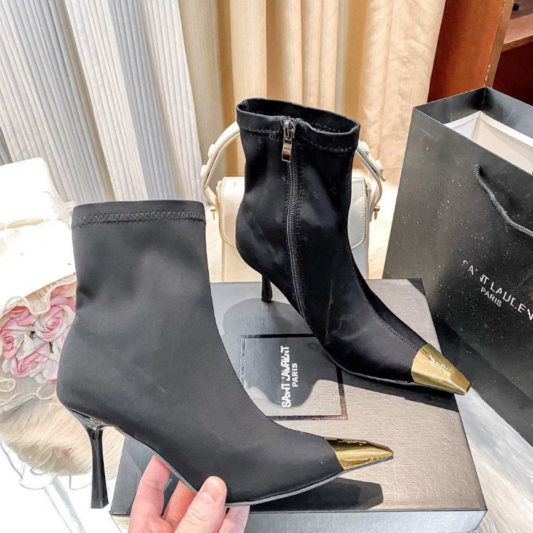 Yves Saint Laurent YSL stiletto heel ankle boots with side zipper -4