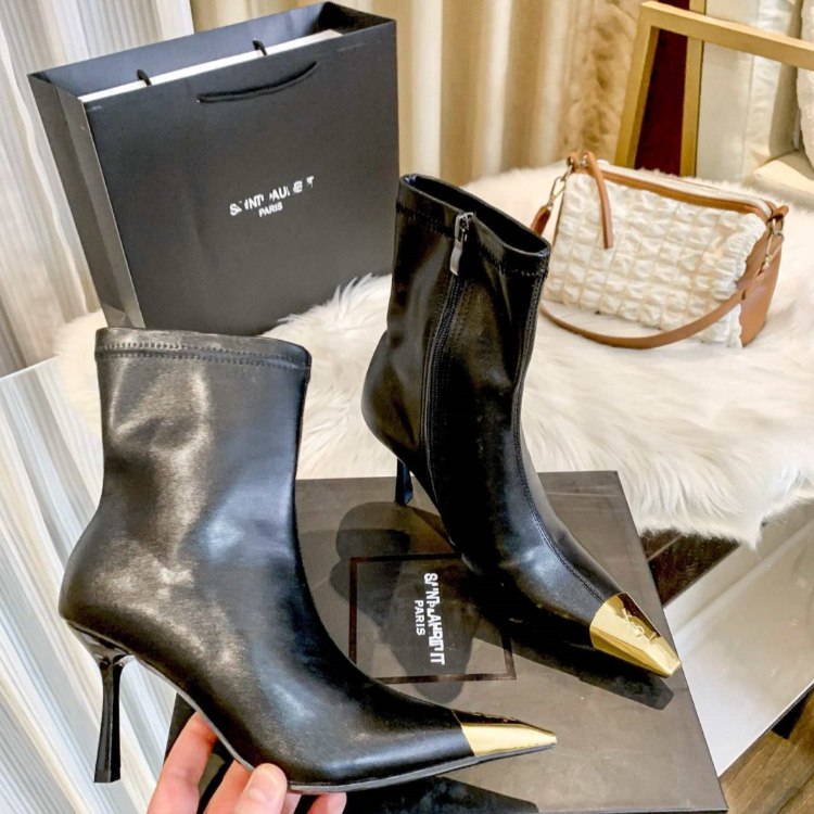 Yves Saint Laurent YSL stiletto heel ankle boots with side zipper -3