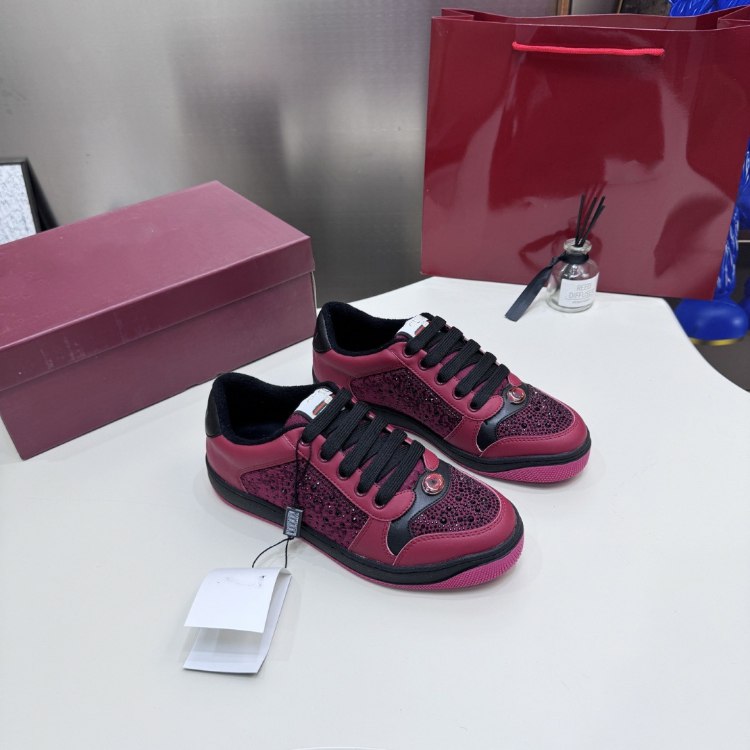 Gucci new round-toe lace-up low-top sneakers -4