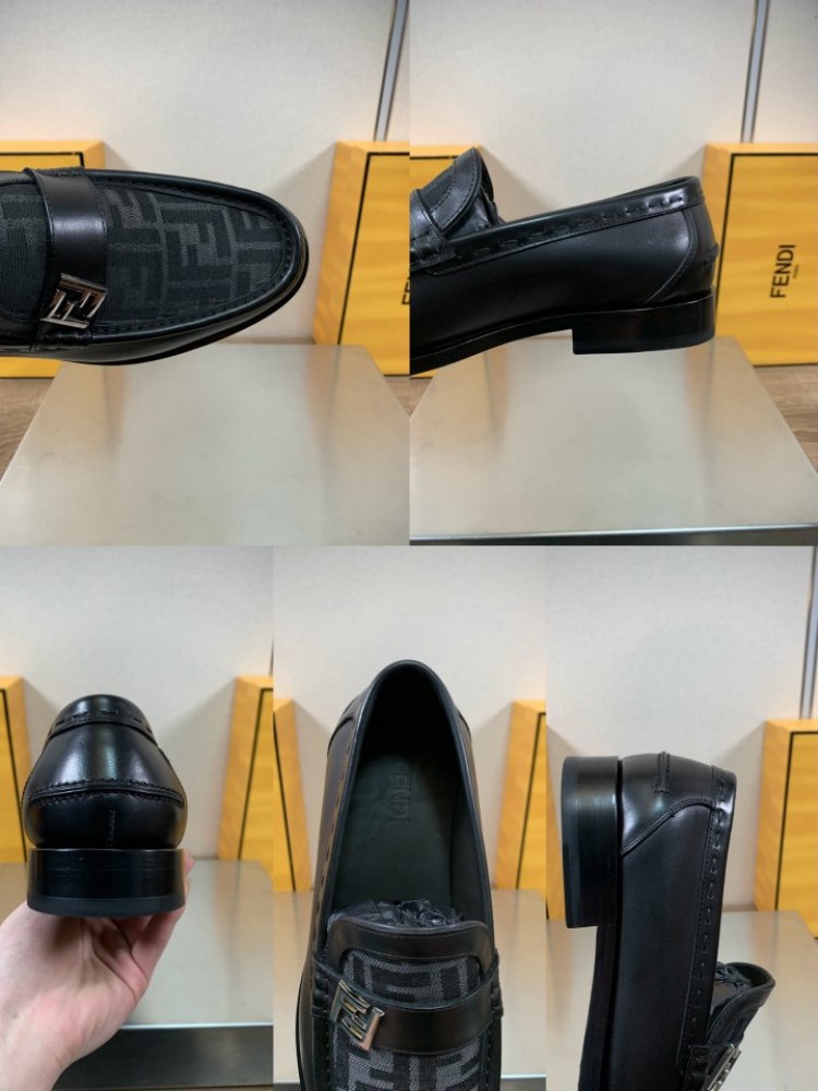 Fendi leather slip-on loafers with leather lining -2