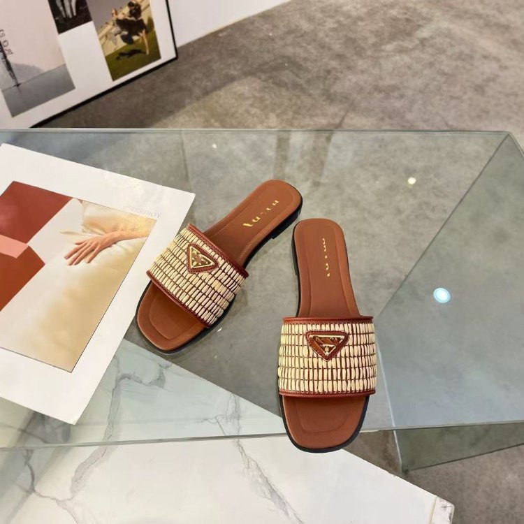  Prada new handcrafted woven flat slide sandals -4