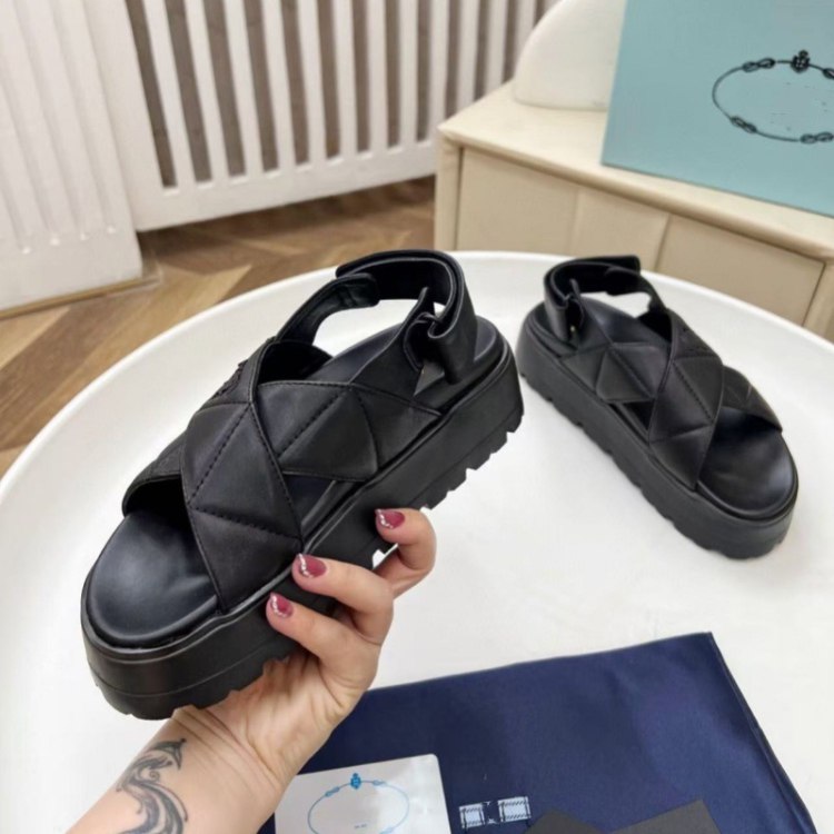 Prada new leather platform sandals with Velcro closure -3