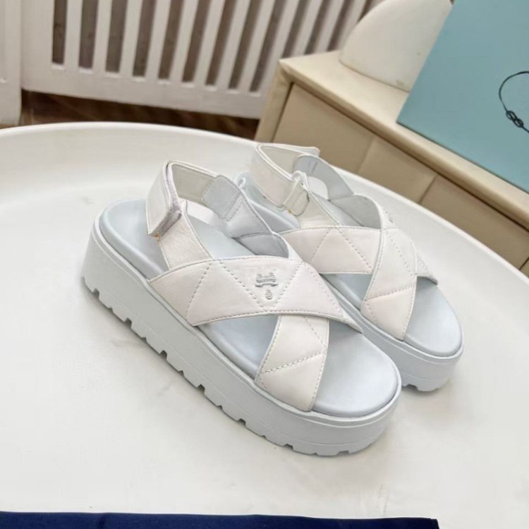 Prada new leather platform sandals with Velcro closure -4