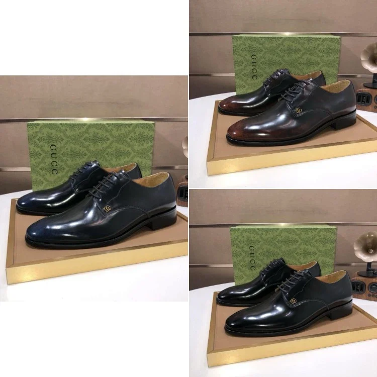  Gucci formal business leather lace-up shoes