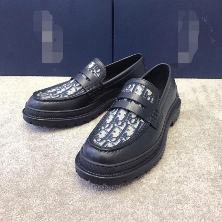 Dior new leather and canvas patchwork slip-on casual shoes -2