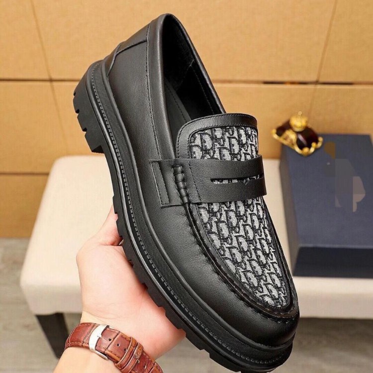 Dior new leather and canvas patchwork slip-on casual shoes -4
