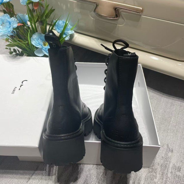 Celine new platform lace-up combat boots -3