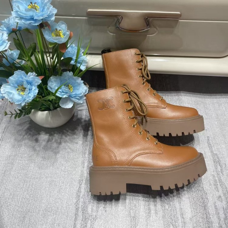 Celine new platform lace-up combat boots -4
