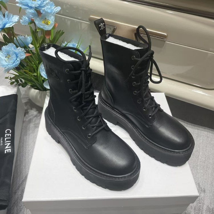 Celine new platform lace-up combat boots -2