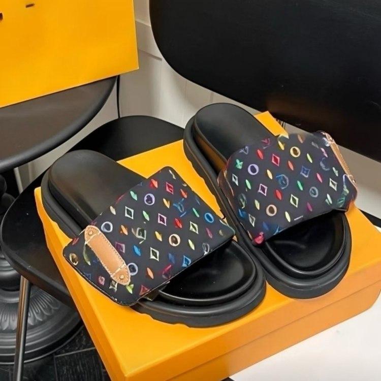 Louis Vuitton LV new floral print fabric slide sandals -3