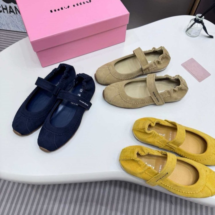 Miu Miu new velcro elastic flat ballet shoes -2