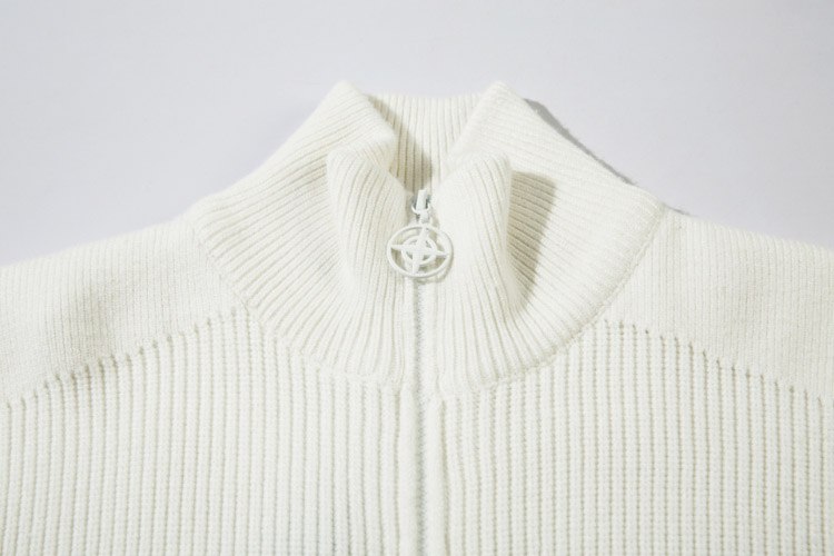 Stone Island cardigan sweater, solid color knitted long-sleeved zip-up jacket -2