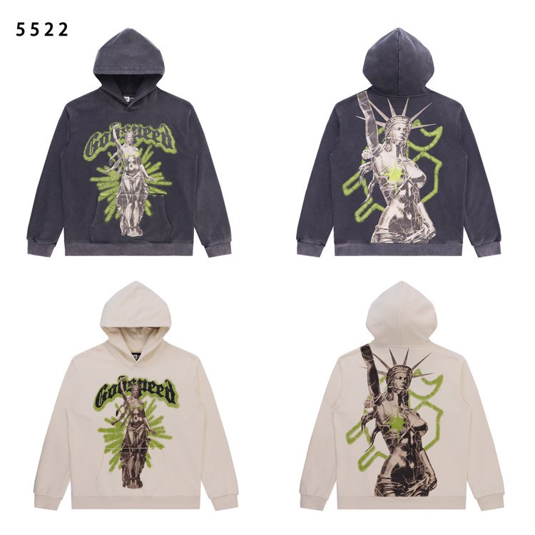 Godspeed Rock Street Retro Washed Distressed Printed Terry Hoodie -2