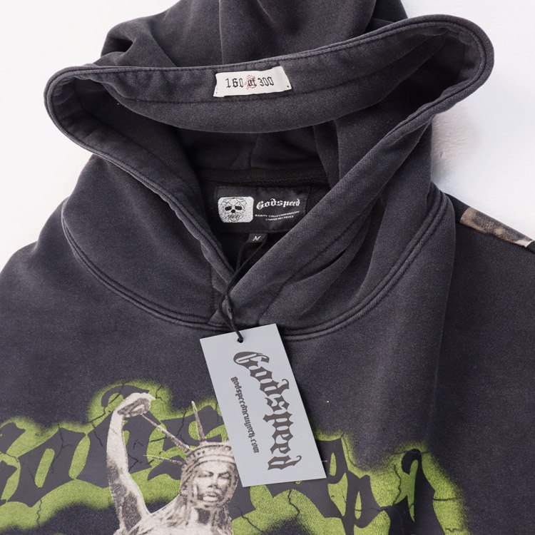 Godspeed Rock Street Retro Washed Distressed Printed Terry Hoodie -3