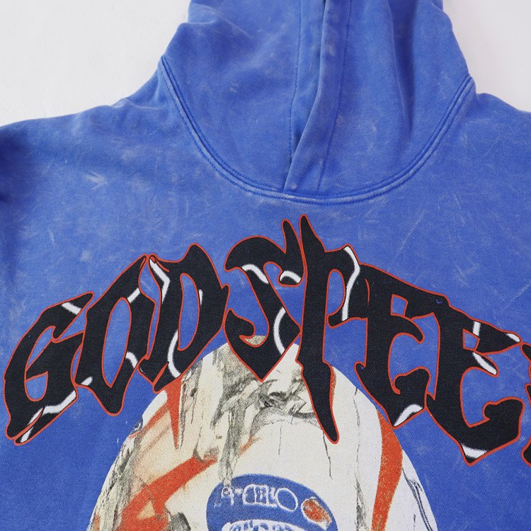 Godspeed Retro Letter Skull Print Hooded Sweatshirt -4
