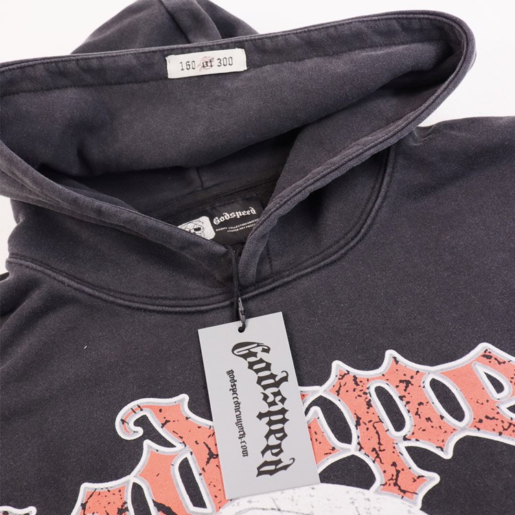 Godspeed Guitar Skull Denim Print Terry Hoodie Sweatshirt -3