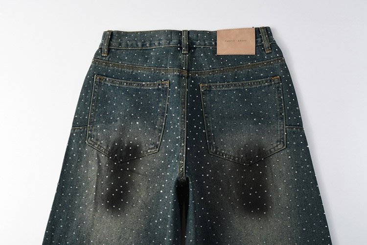 Purple Brand new diamond-studded slim-fit skinny jeans with wide legs -4