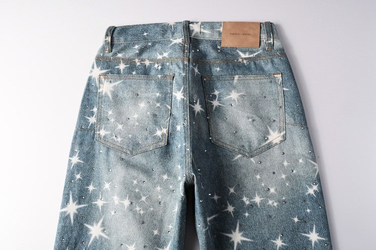 Purple Brand new diamond-studded slim-fit skinny jeans with wide legs -3