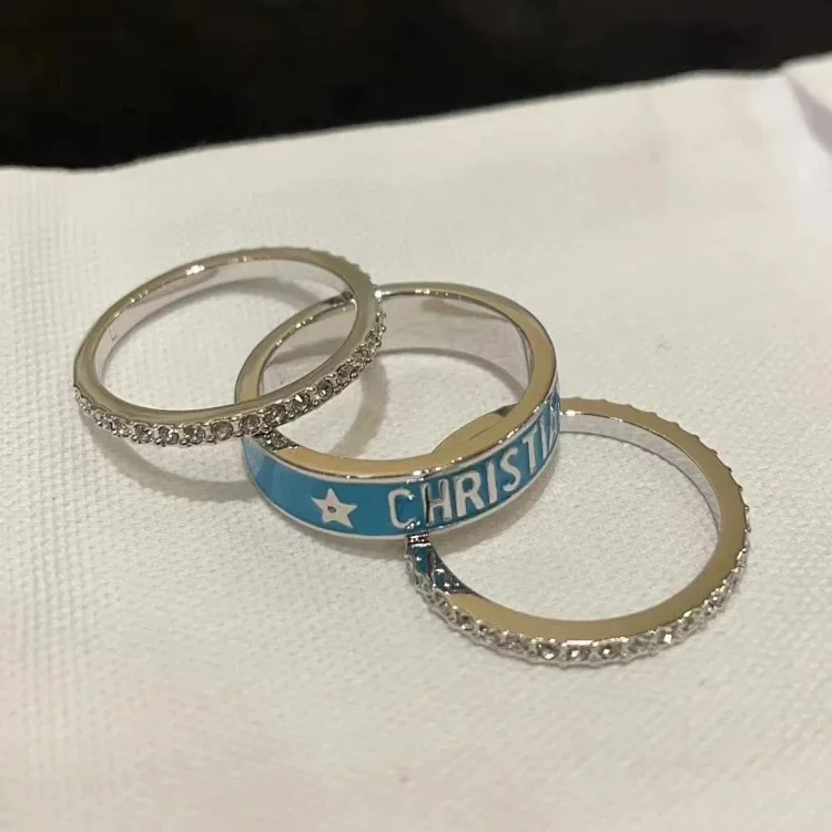Dior gold letter blue enamel d