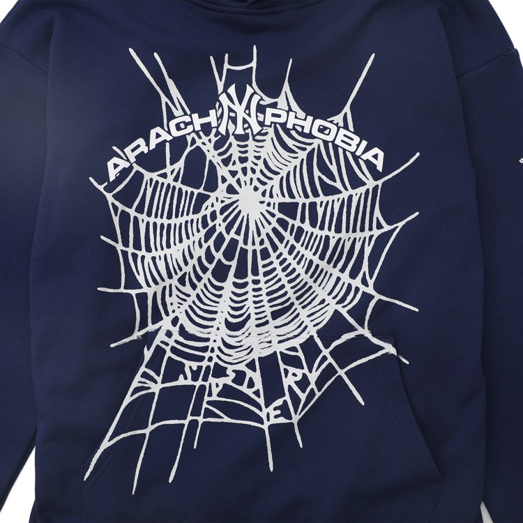  Sp5der Spiderweb Foam Print HoodieTerry Cloth Sweatshirt -4