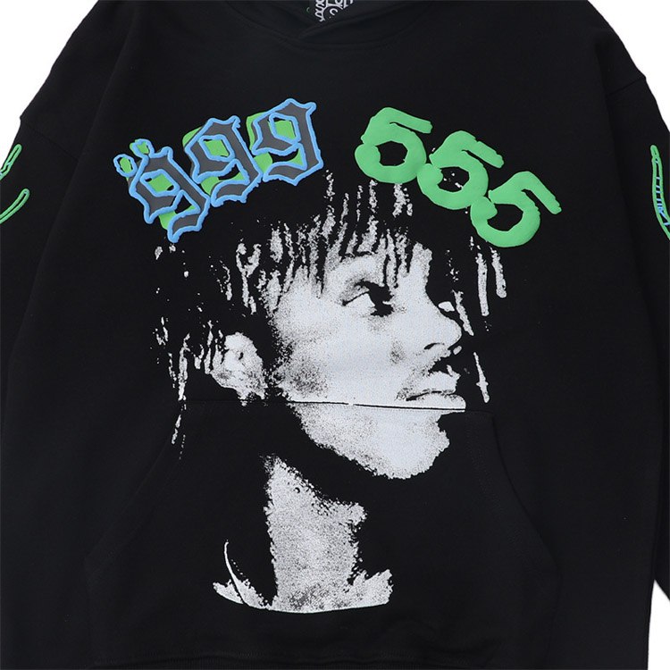 Sp5de Foam Print Loose Hooded Sweatshirt -3