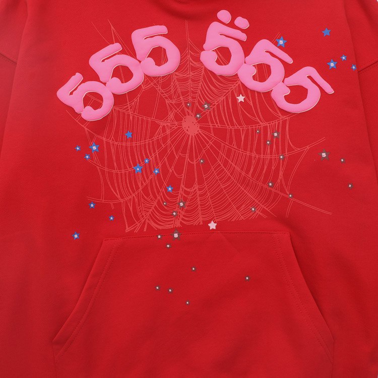 Sp5der Spiderweb Letter Foam Print Hoodie -4