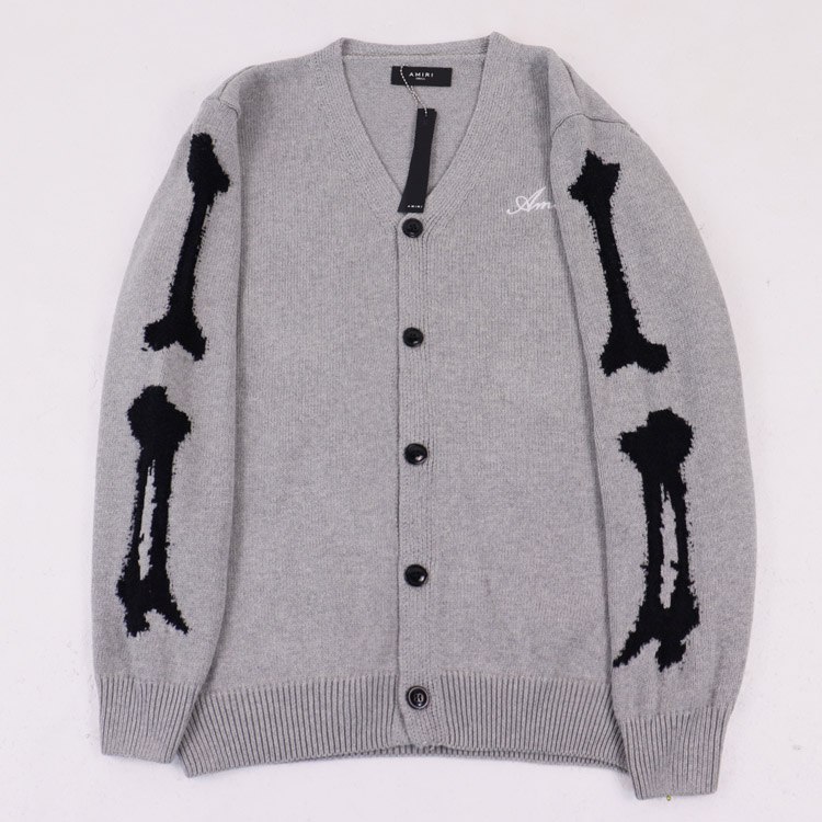AMIRI Embroidered Logo Single-Breasted Cardigan V-Neck Long-Sleeve Knit Sweater -2