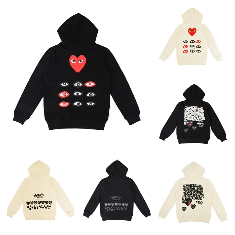 CDG Play Five Hearts Hooded Sweater Jacket Cardigan
